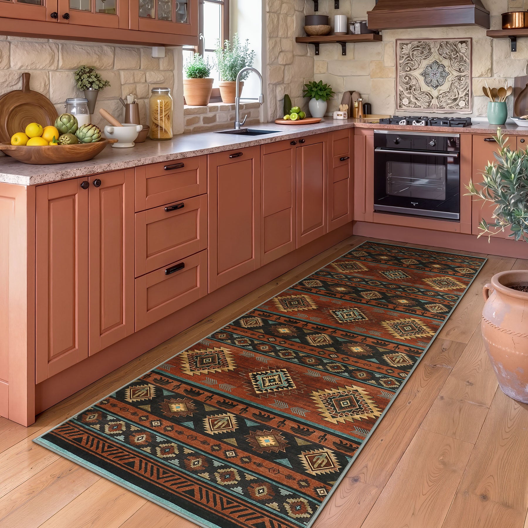 2.5x8/5x7 Boho Southwestern Area Rug, Soft Washable Non Skid Runners Rugs, Aztec Tribal Indoor Carpet for Home Decor