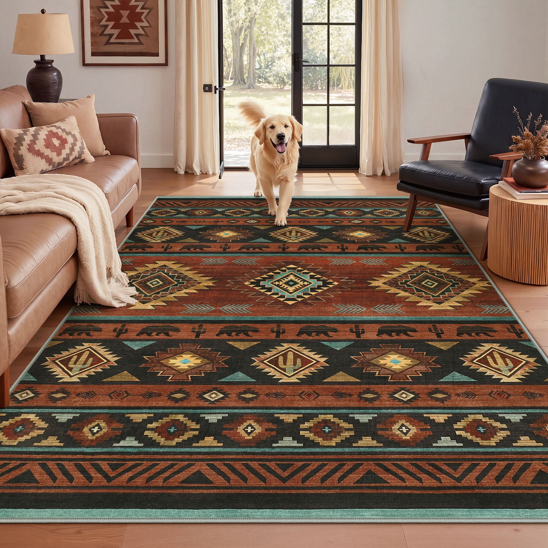 2.5x8/5x7 Boho Southwestern Area Rug, Soft Washable Non Skid Runners Rugs, Aztec Tribal Indoor Carpet for Home Decor