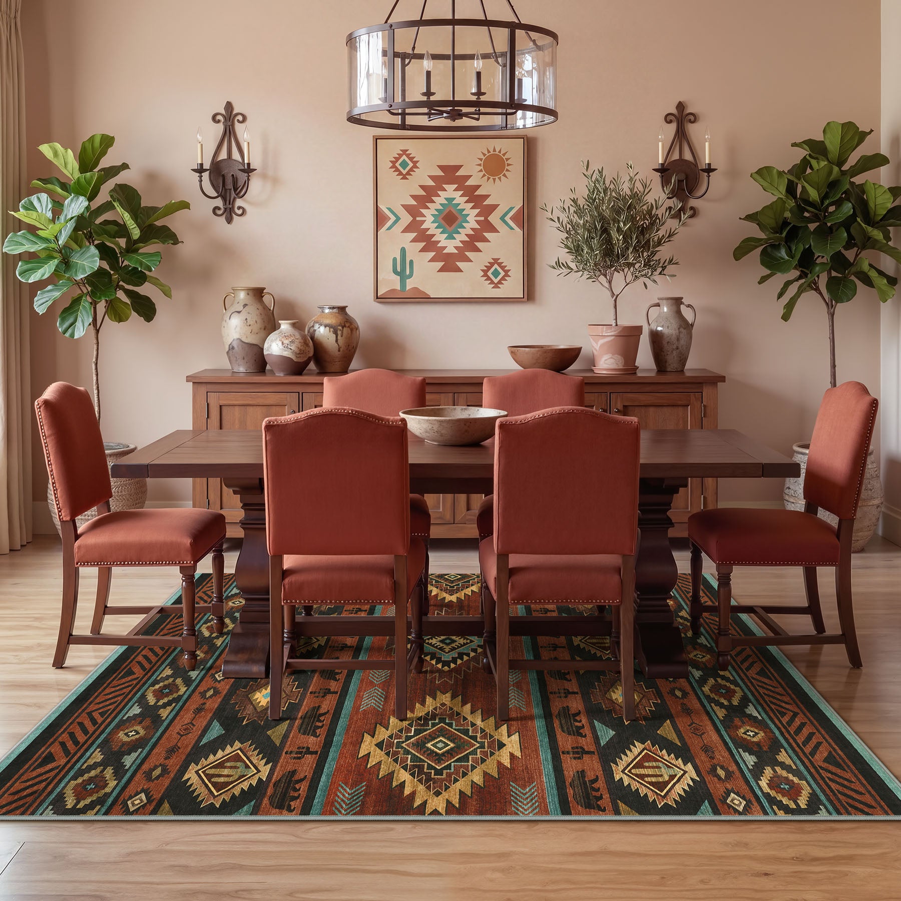 2.5x8/5x7 Boho Southwestern Area Rug, Soft Washable Non Skid Runners Rugs, Aztec Tribal Indoor Carpet for Home Decor