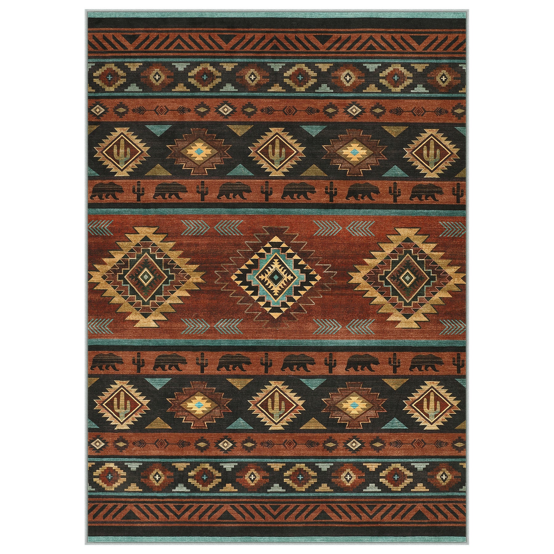 2.5x8/5x7 Boho Southwestern Area Rug, Soft Washable Non Skid Runners Rugs, Aztec Tribal Indoor Carpet for Home Decor