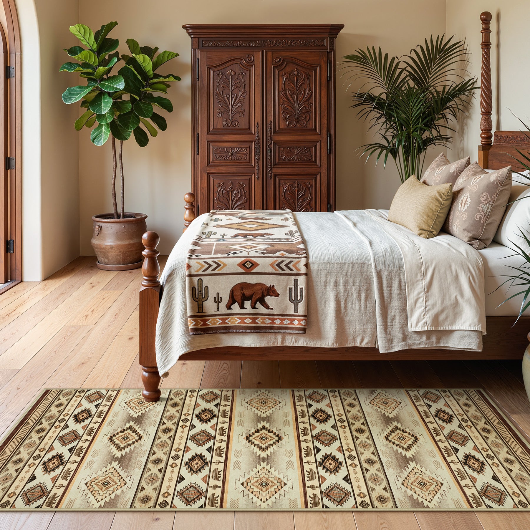 2.5x8/5x7 Boho Southwestern Area Rug, Soft Washable Non Skid Runners Rugs, Aztec Tribal Indoor Carpet for Home Decor
