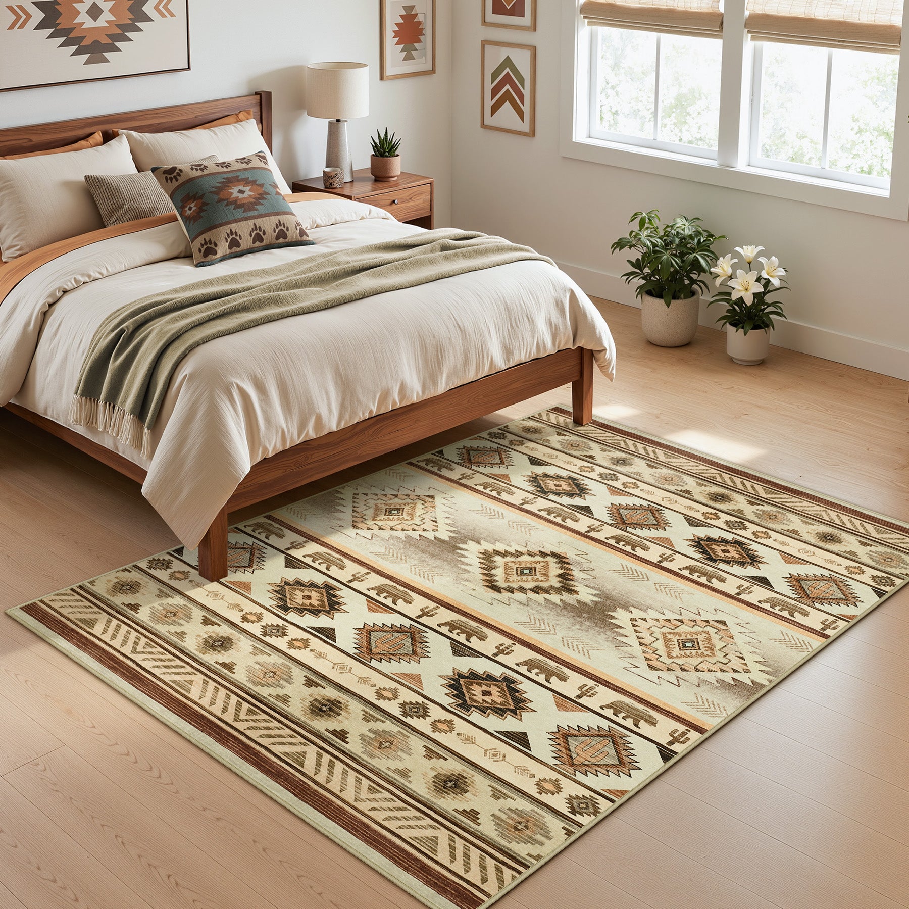 2.5x8/5x7 Boho Southwestern Area Rug, Soft Washable Non Skid Runners Rugs, Aztec Tribal Indoor Carpet for Home Decor