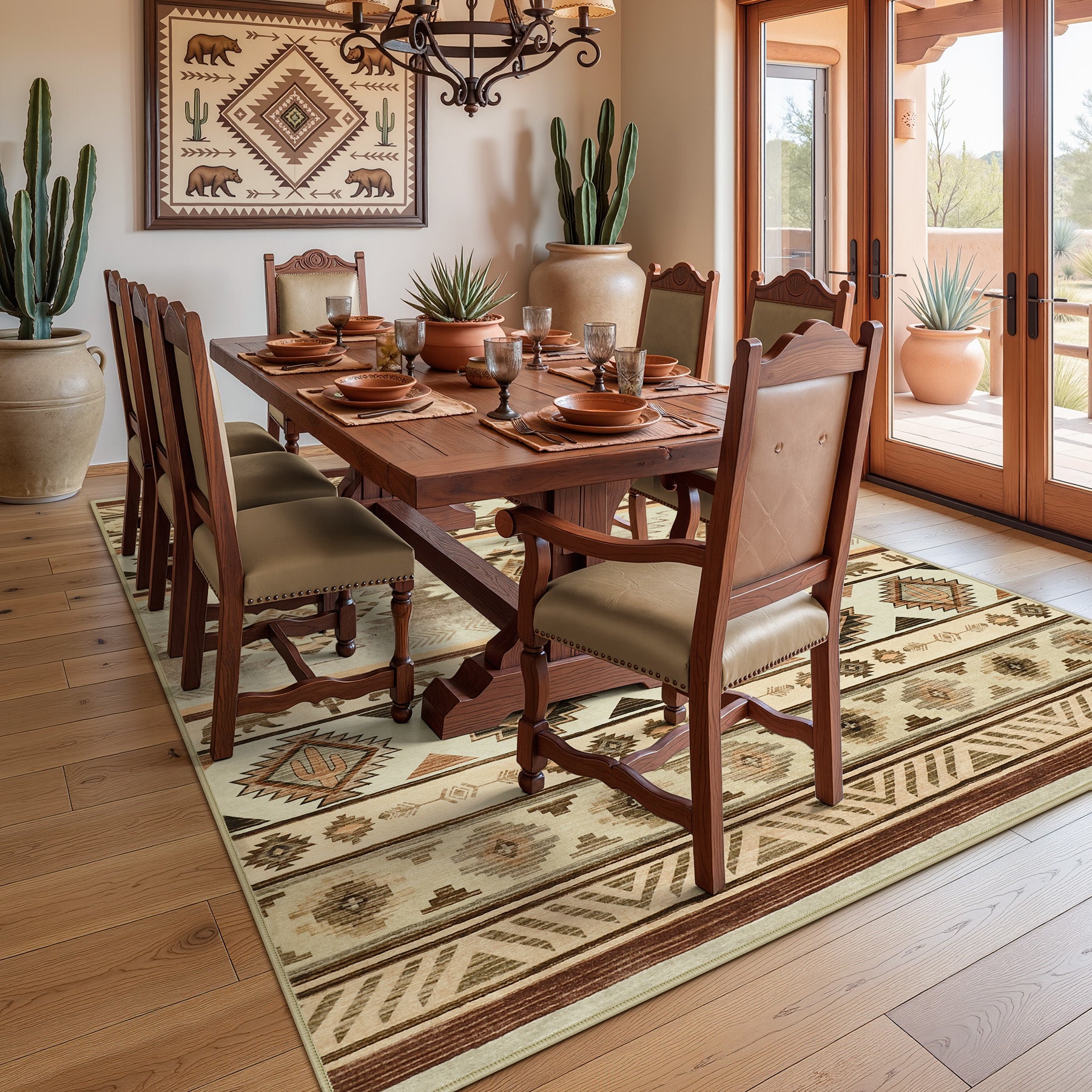 2.5x8/5x7 Boho Southwestern Area Rug, Soft Washable Non Skid Runners Rugs, Aztec Tribal Indoor Carpet for Home Decor
