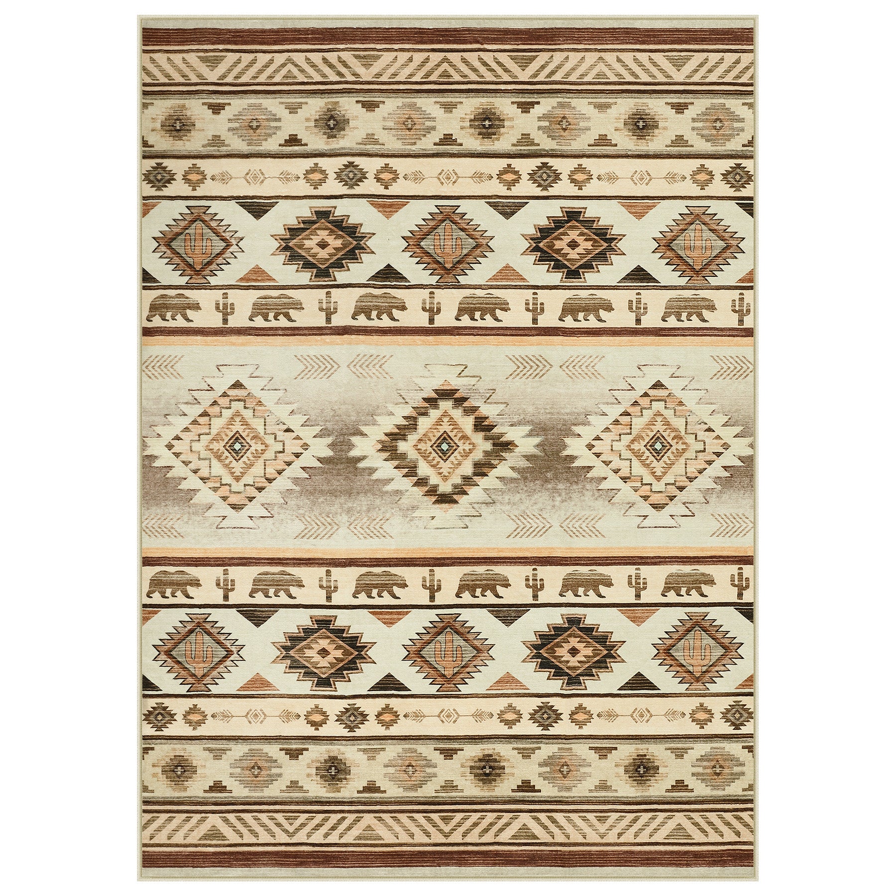 2.5x8/5x7 Boho Southwestern Area Rug, Soft Washable Non Skid Runners Rugs, Aztec Tribal Indoor Carpet for Home Decor