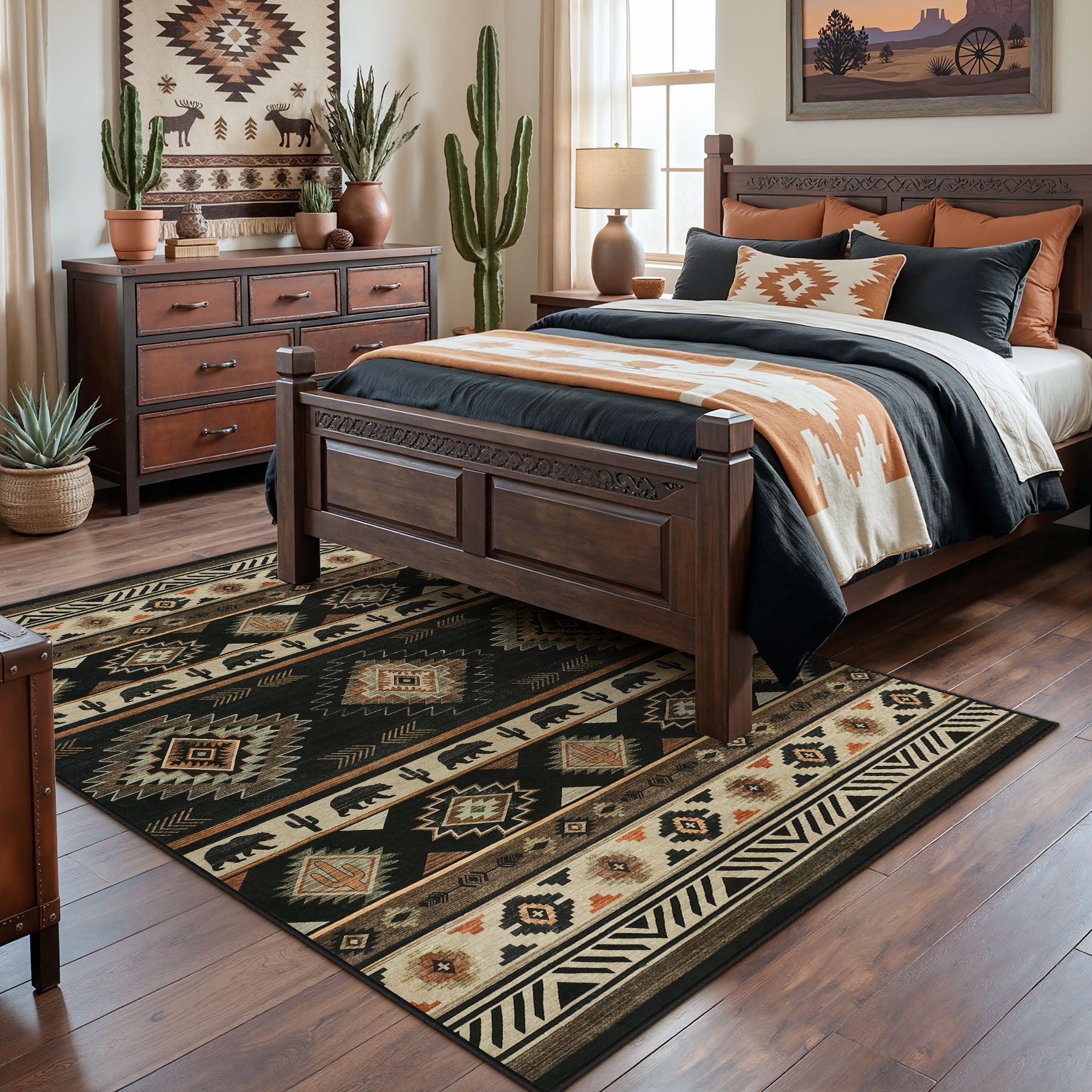 2.5x8/5x7 Boho Southwestern Area Rug, Soft Washable Non Skid Runners Rugs, Aztec Tribal Indoor Carpet for Home Decor