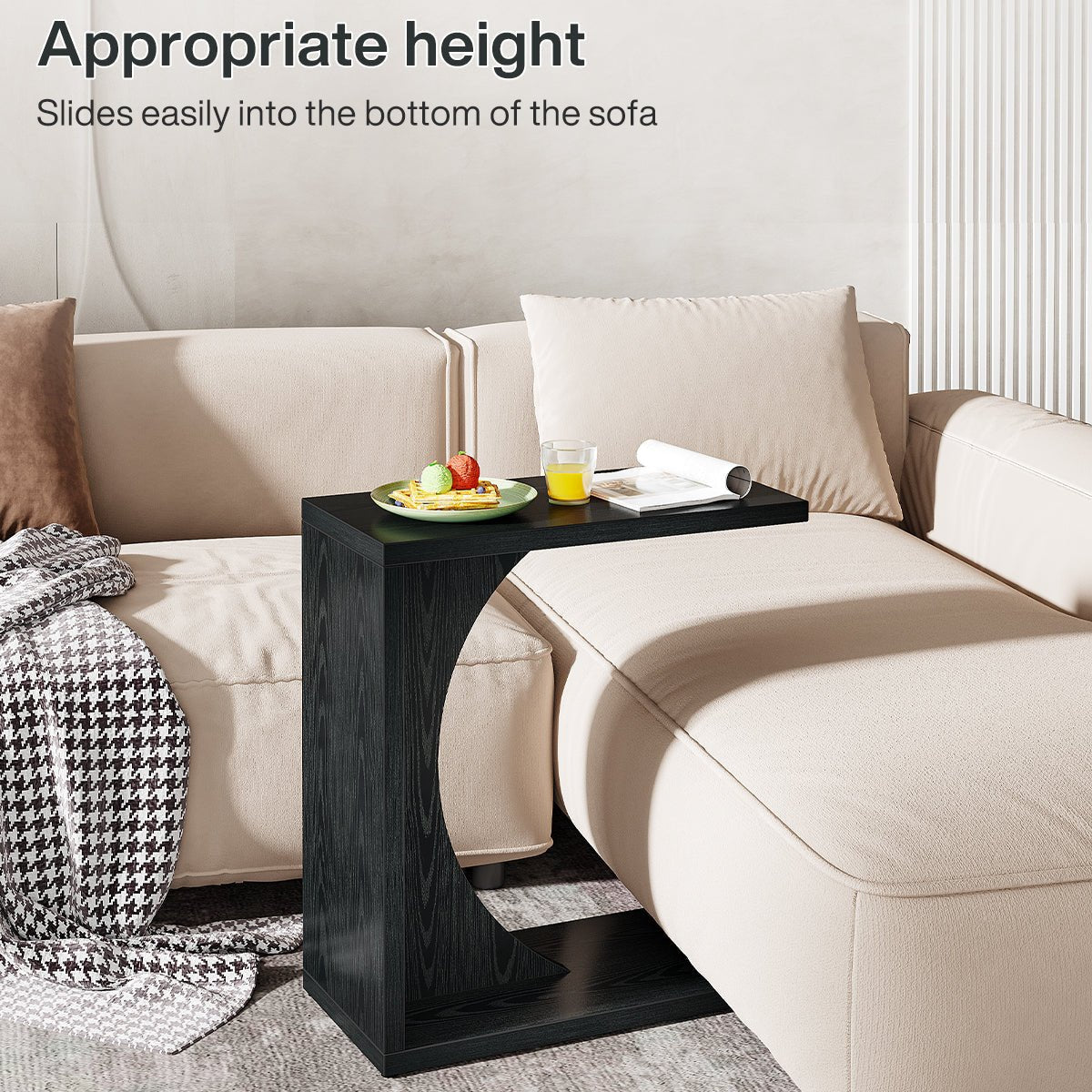 C-Shaped End Table for Couch, Small Sofa Side Table Nightstand
