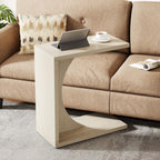 C-Shaped End Table for Couch, Small Sofa Side Table Nightstand#color_beige
