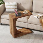 C-Shaped End Table for Couch, Small Sofa Side Table Nightstand#color_walnut brown