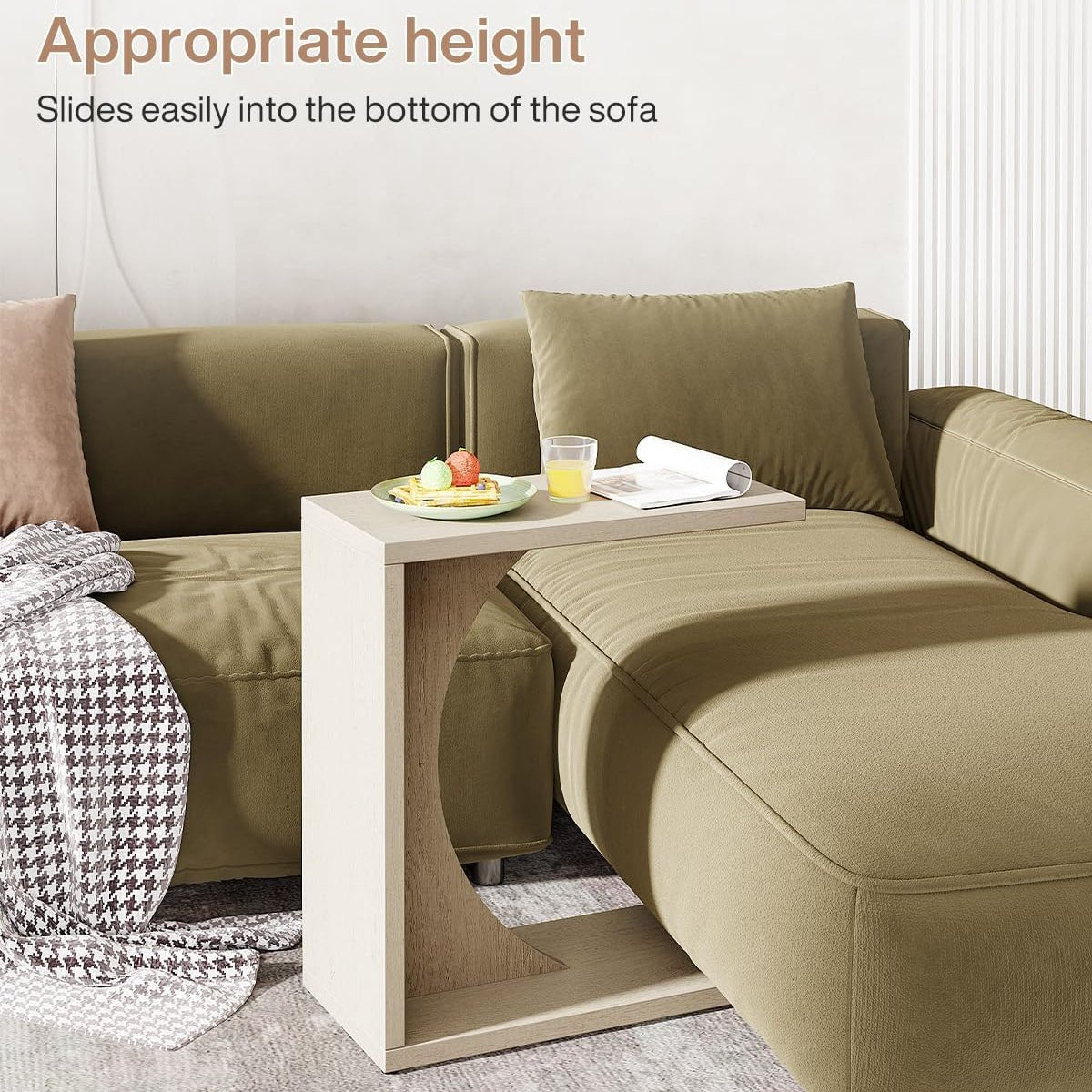 C-Shaped End Table for Couch, Small Sofa Side Table Nightstand