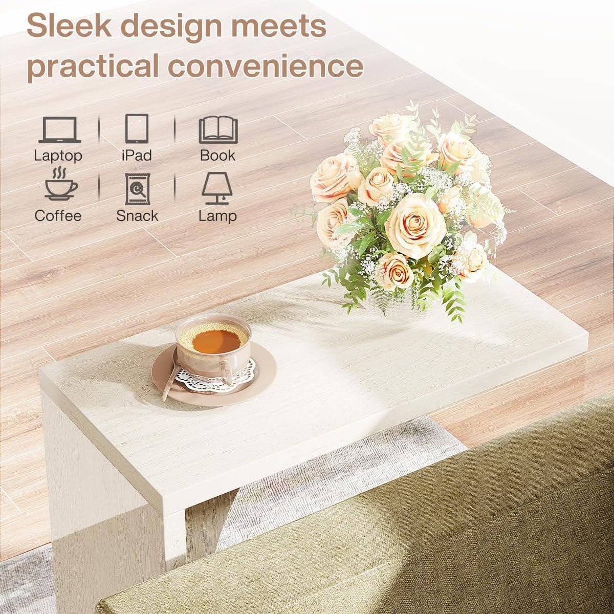 C-Shaped End Table for Couch, Small Sofa Side Table Nightstand