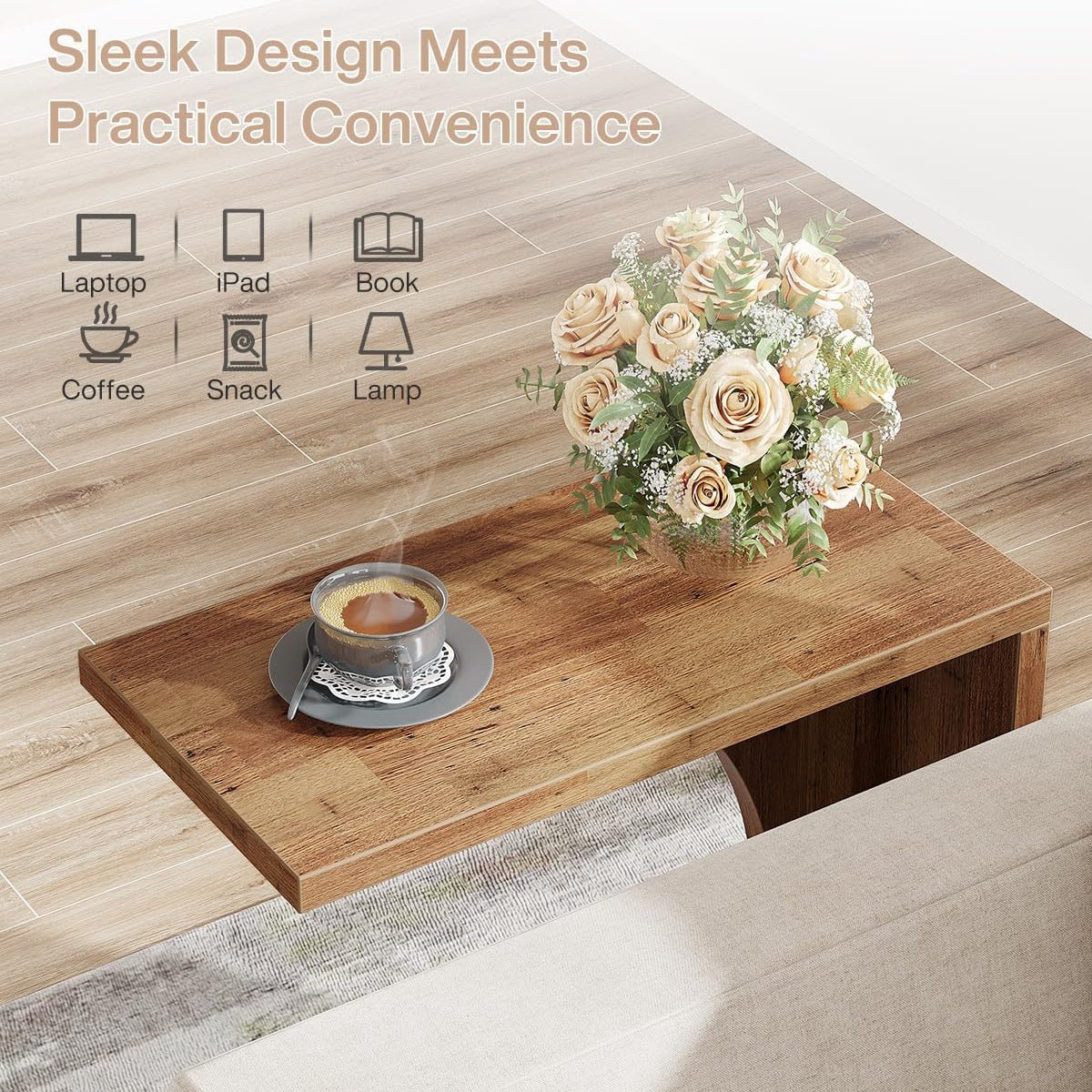 C-Shaped End Table for Couch, Small Sofa Side Table Nightstand