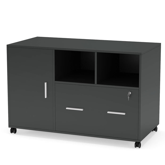 File Cabinet, Lateral Printer Stand with Wheels and Shelves Tribesigns