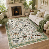Cute Cat Floral Runner Rug Non-Slip Washable Soft Low-Pile Carpet 3