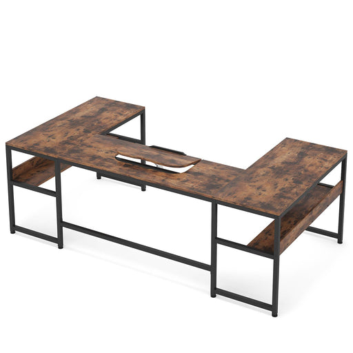 Tribesigns U-Shaped Desk with Bookshelf and Tiltable Drawing Board Tribesigns
