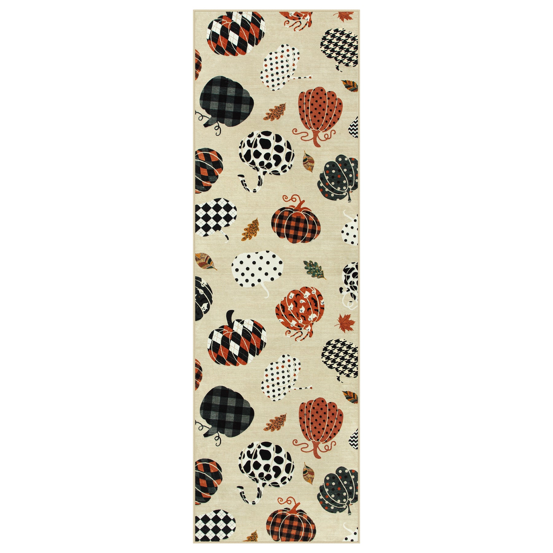 Multiple Sizes Fall Pumpkin Area Rug, Rectangular Washable Non-Slip Halloween Farmhouse Runner Rug