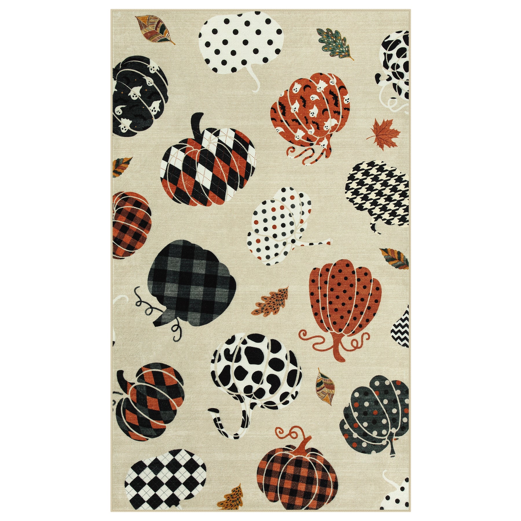 Multiple Sizes Fall Pumpkin Area Rug, Rectangular Washable Non-Slip Halloween Farmhouse Runner Rug