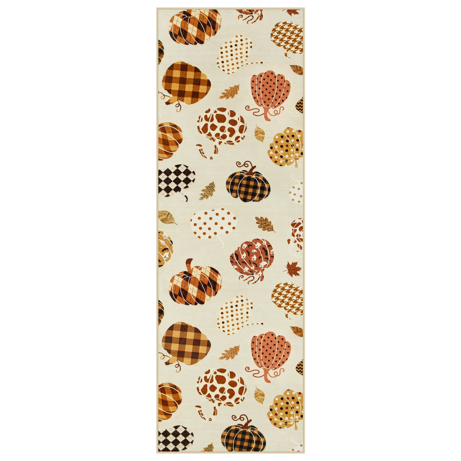 Multiple Sizes Fall Pumpkin Area Rug, Rectangular Washable Non-Slip Halloween Farmhouse Runner Rug