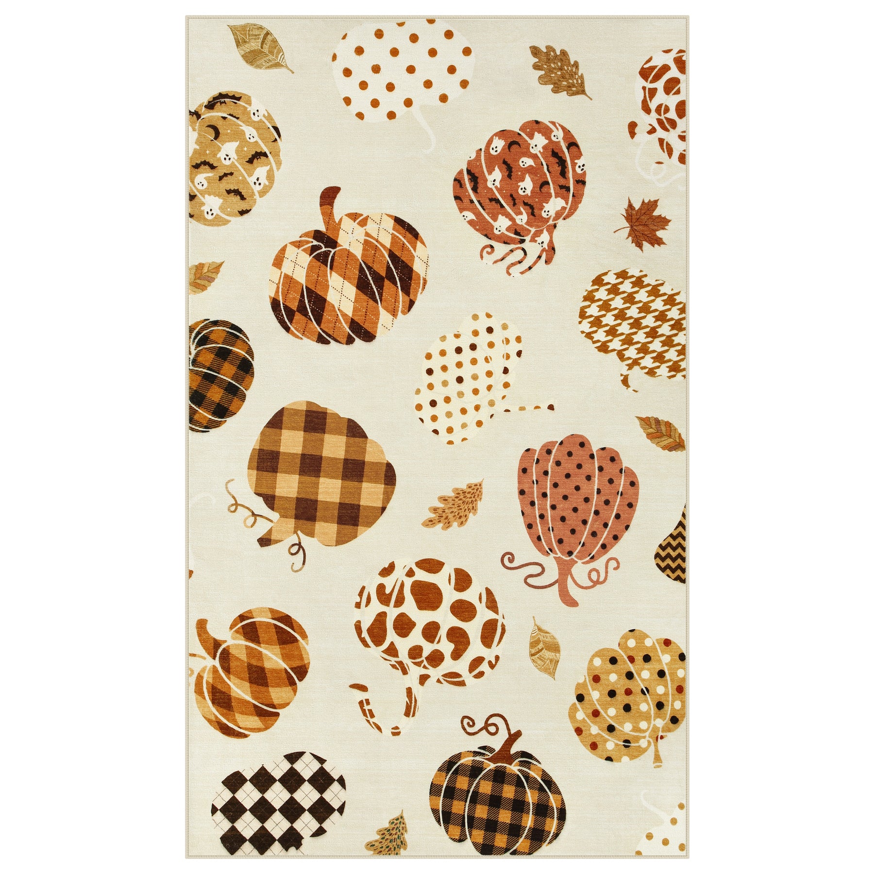 Multiple Sizes Fall Pumpkin Area Rug, Rectangular Washable Non-Slip Halloween Farmhouse Runner Rug