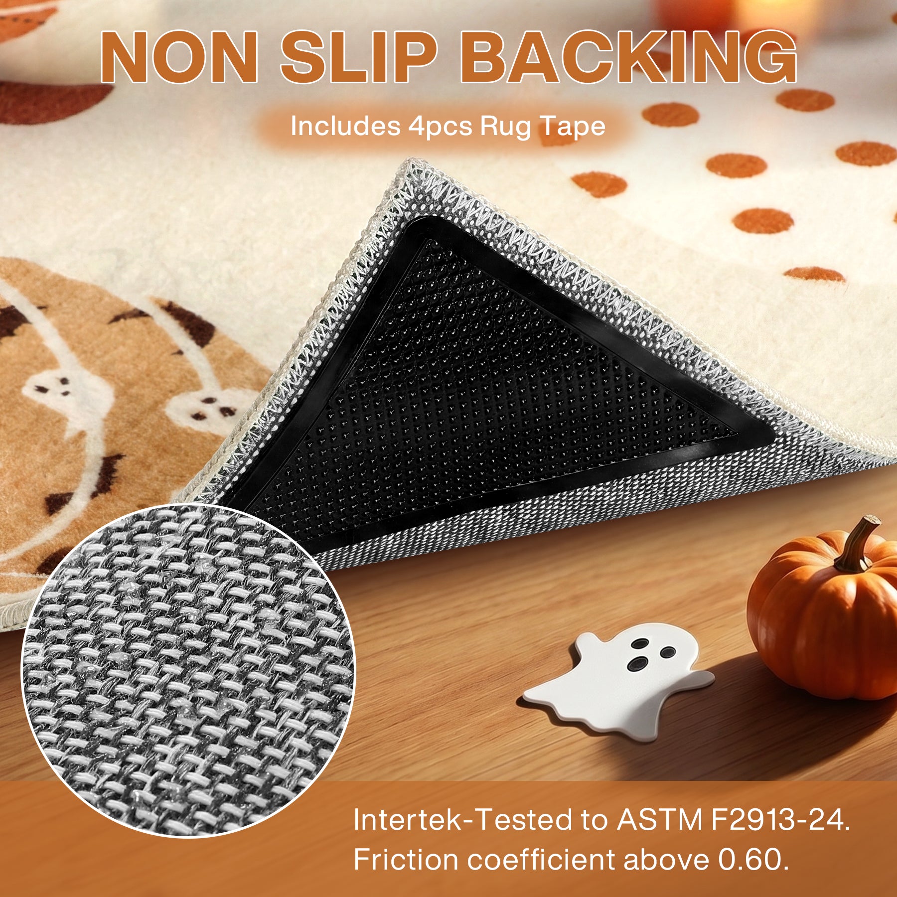 Multiple Sizes Fall Pumpkin Area Rug, Rectangular Washable Non-Slip Halloween Farmhouse Runner Rug
