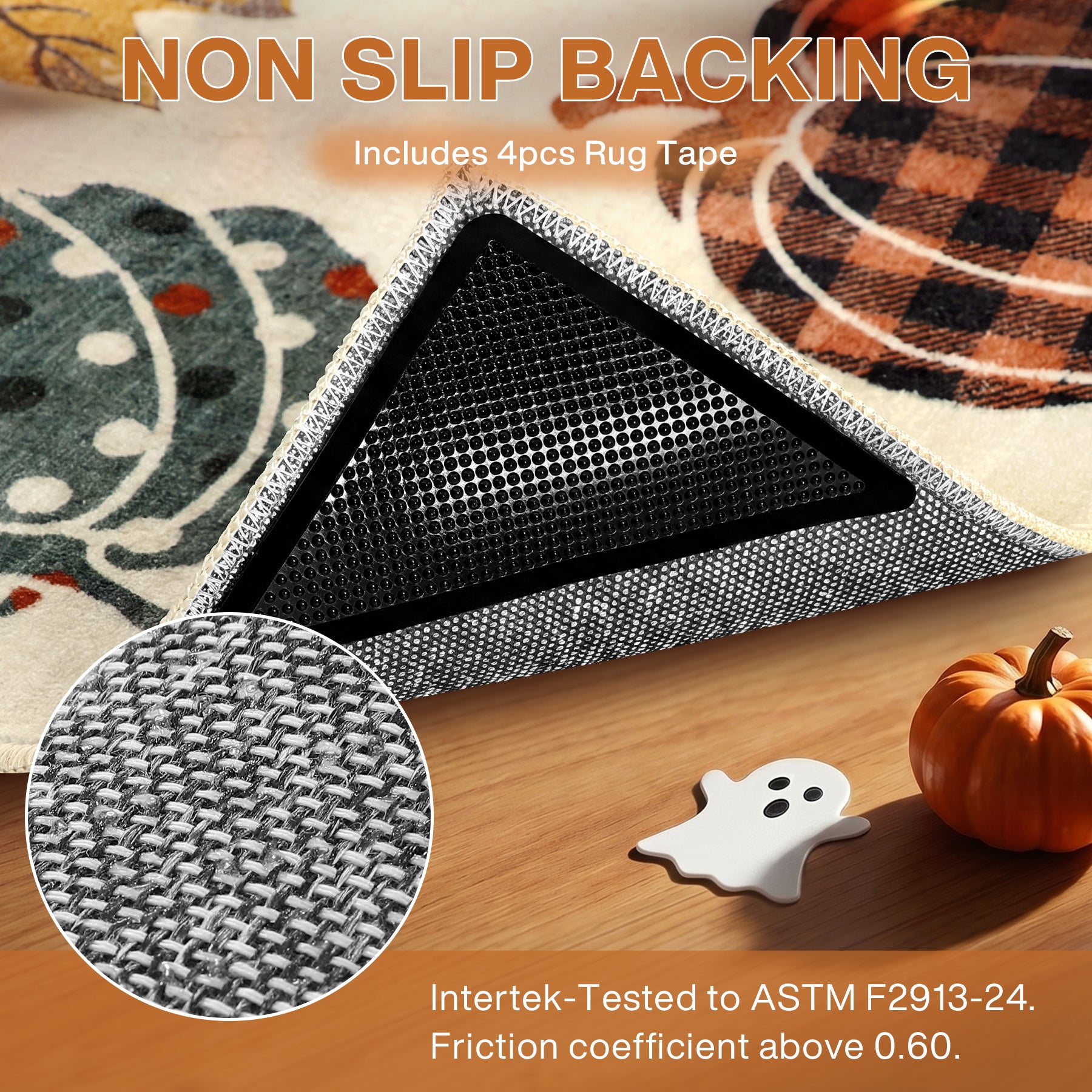 Multiple Sizes Fall Pumpkin Area Rug, Rectangular Washable Non-Slip Halloween Farmhouse Runner Rug