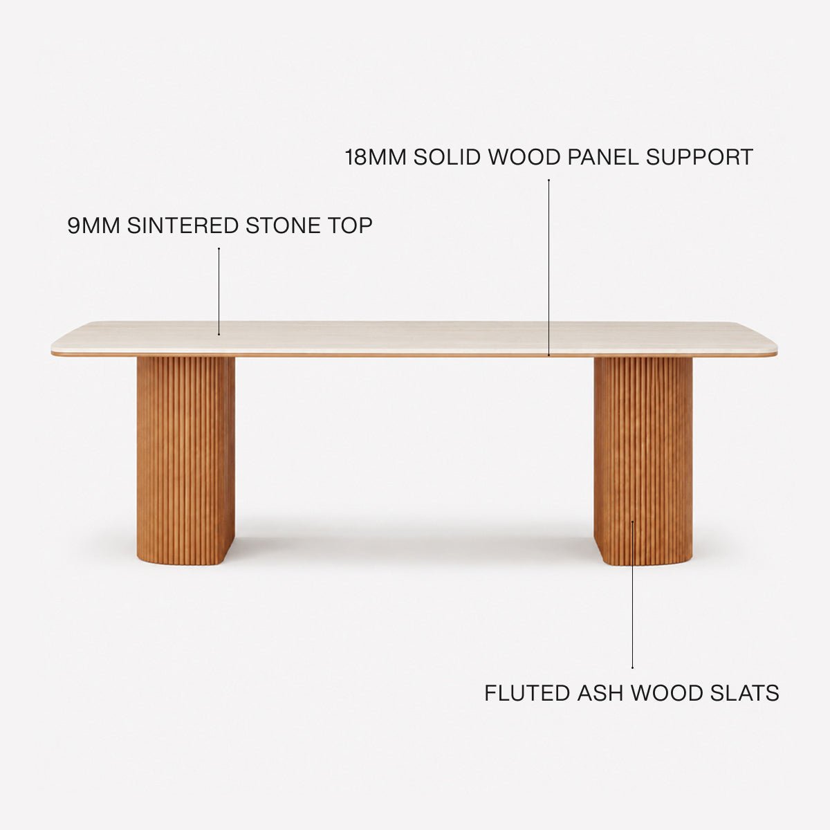 78.7" Rectangular Travertine Top Dining Table, 8-Seat Modern Stone Kitchen Table with Solid Wood Base