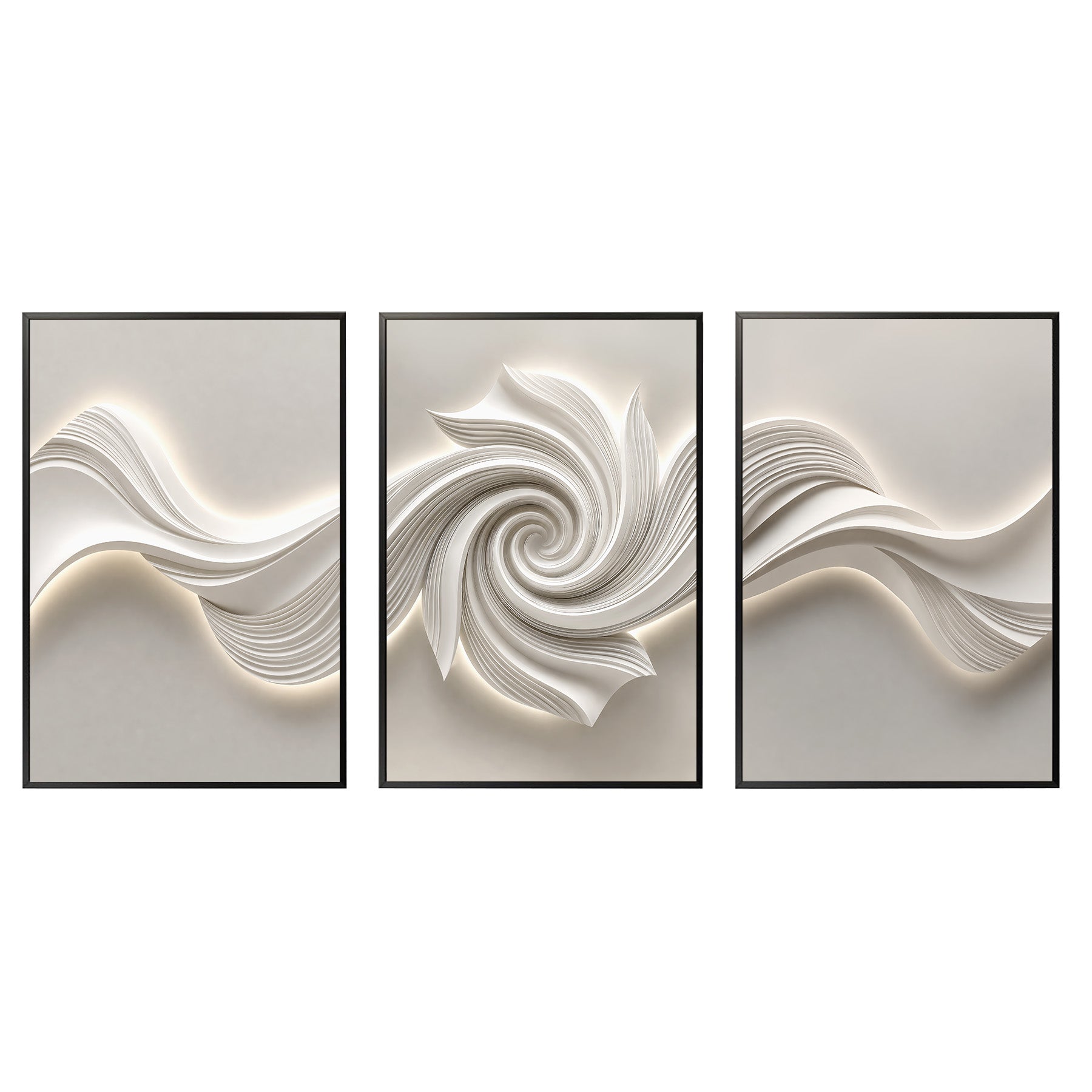 Glossy Crystal Coating Abstract Wall Art Set of 3, Large Textured Canvas Wall Decor with 3D Light Effect for Living Room