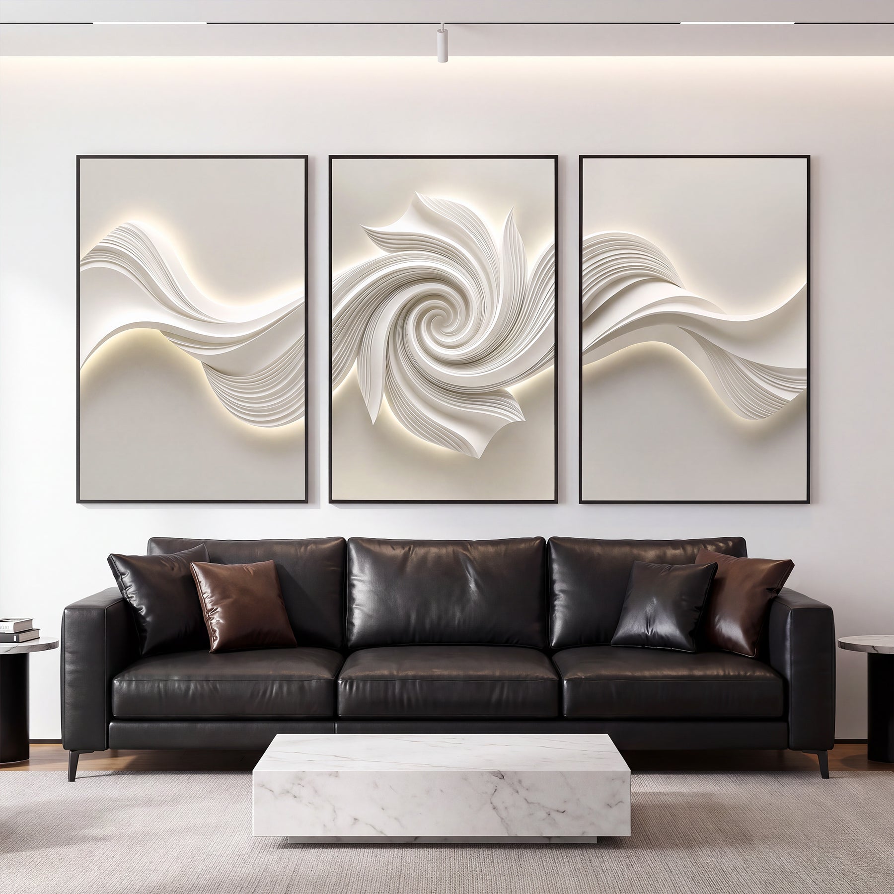 Glossy Crystal Coating Abstract Wall Art Set of 3, Large Textured Canvas Wall Decor with 3D Light Effect for Living Room