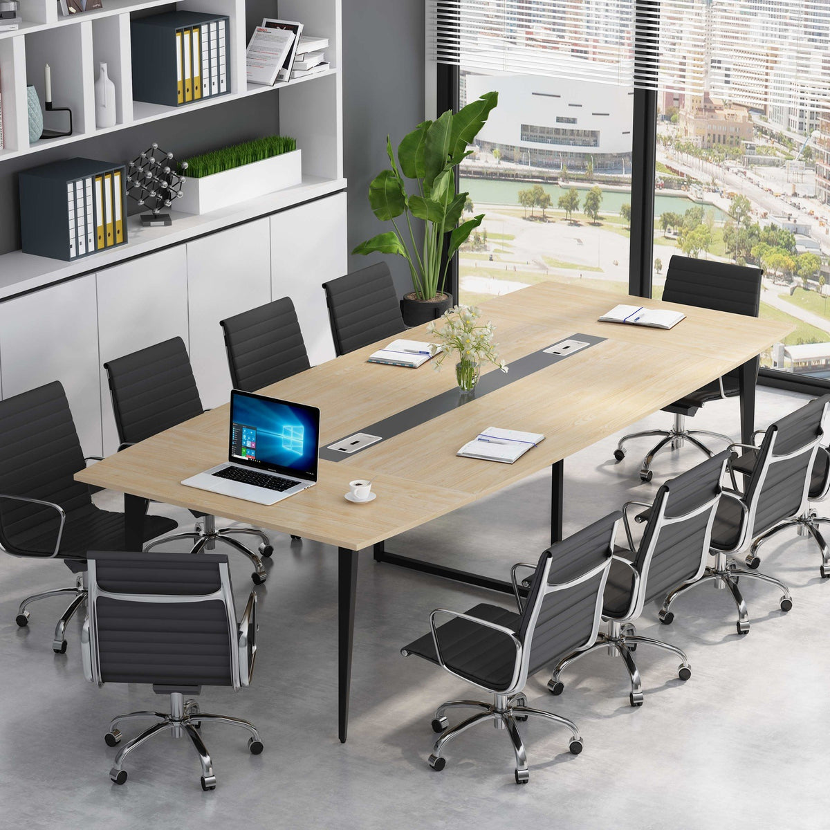 8FT Conference Table, Boat Shaped Modern Conference Table-Tribesigns