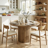 47" Round Dining Table for 4-6, Modern Kitchen Table with Fluted Pedestal Base for Dining Room 3