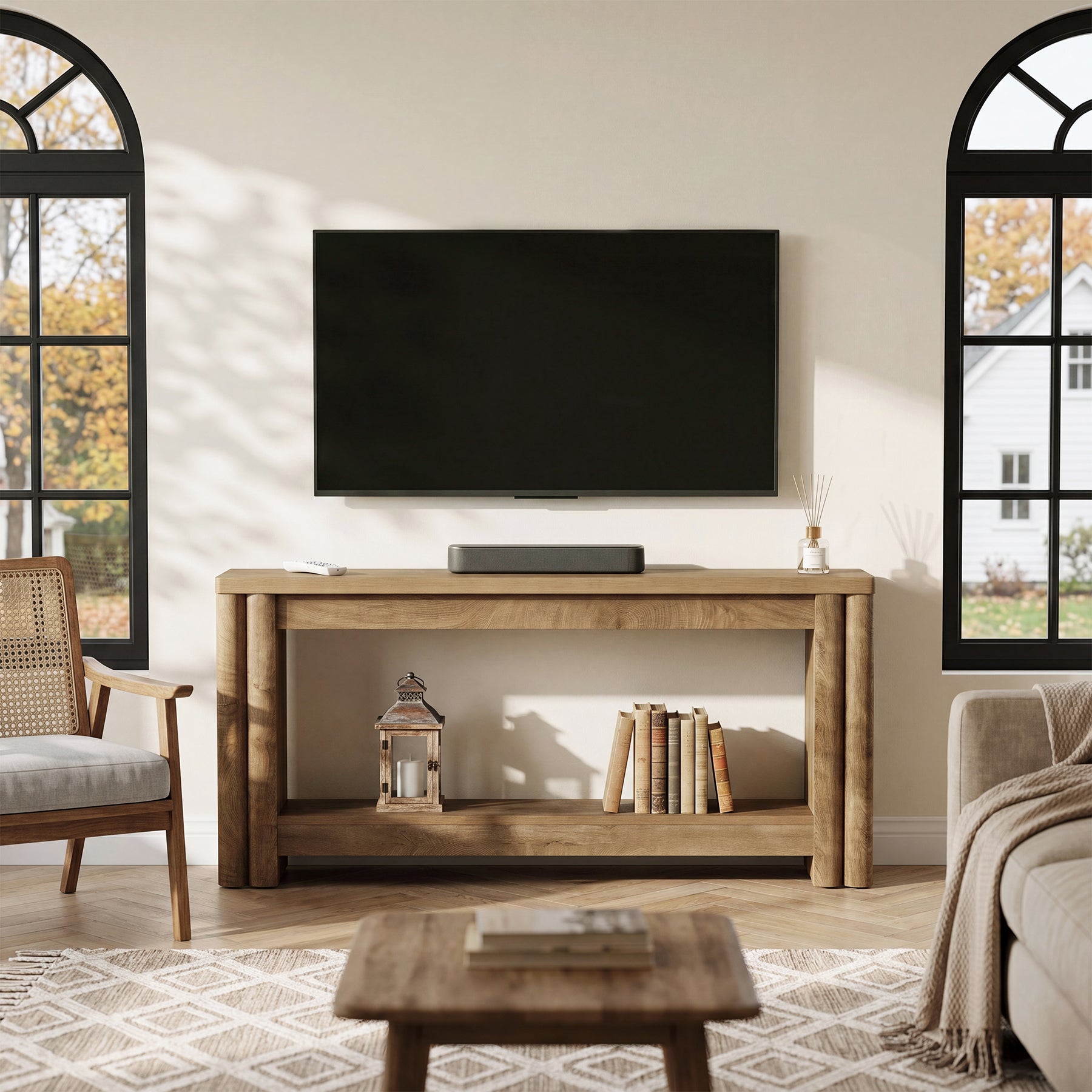 71" Console Table, 2-Tier Farmhouse Sofa Entryway Table for Hallway, Living Room