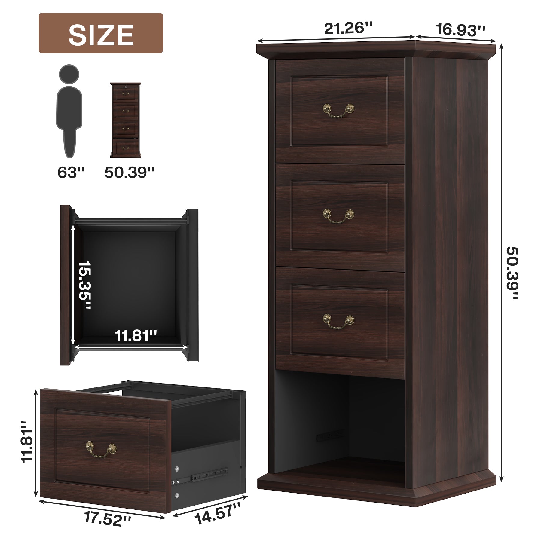 4-Drawer File Cabinet, Vertical Storage Filing Cabinet for A4 /Letter Size