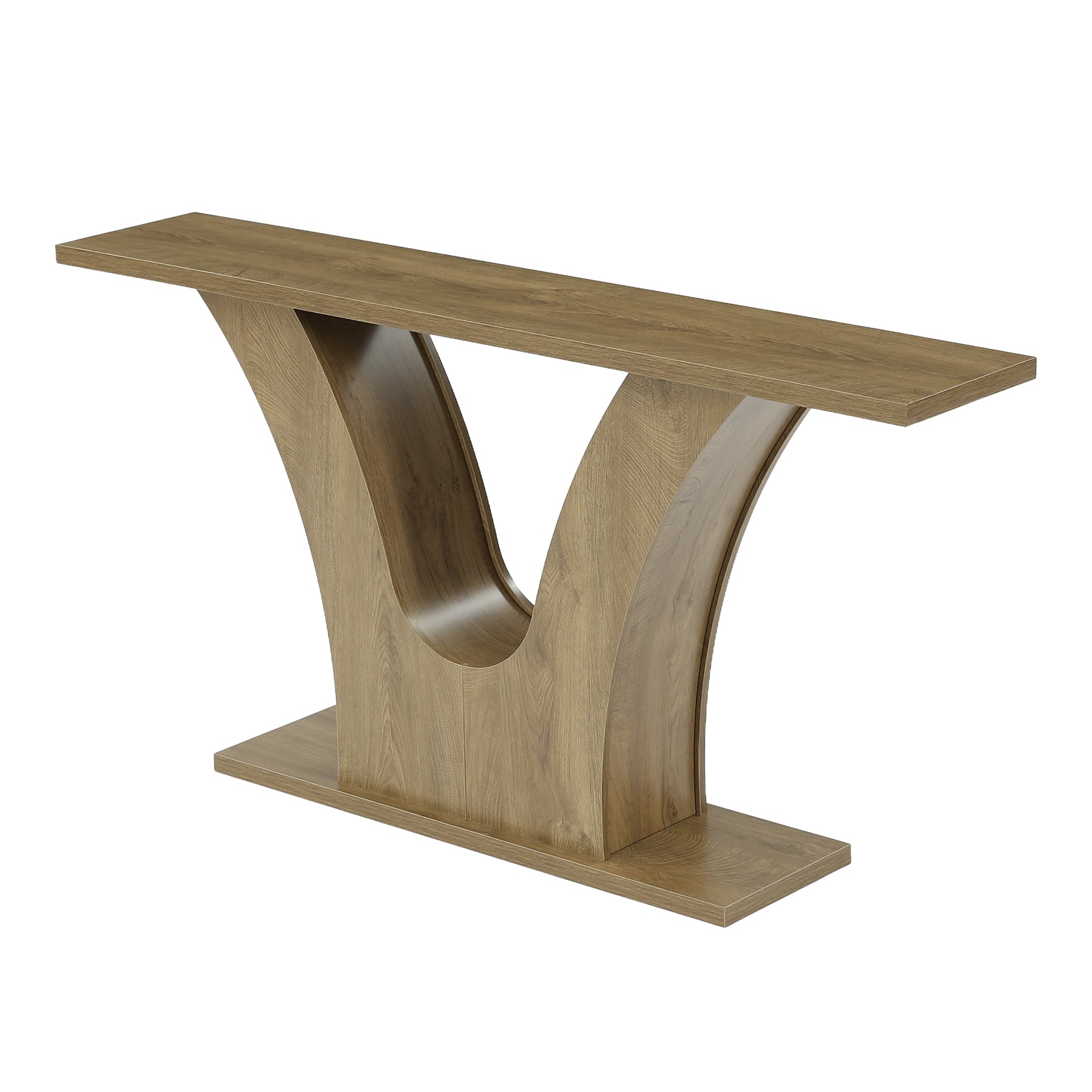 63" Farmhouse Console Table with 2-Tier Storage, Narrow Sofa Table with Curved U-Shape Base