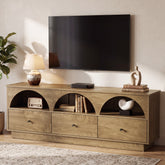 63" TV Stand with Arched Open Shelves & 3 Drawers for TVs up to 65" 3
