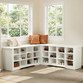 L-Shaped Shoe Rack Bench with Storage, Corner Bench with Open Cubbies for Entryway 3