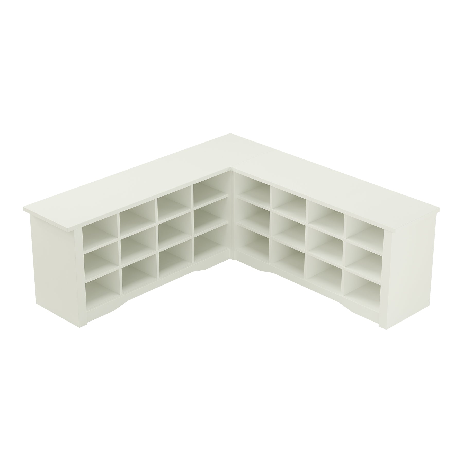 L-Shaped Shoe Rack Bench with Storage, Corner Bench with Open Cubbies for Entryway