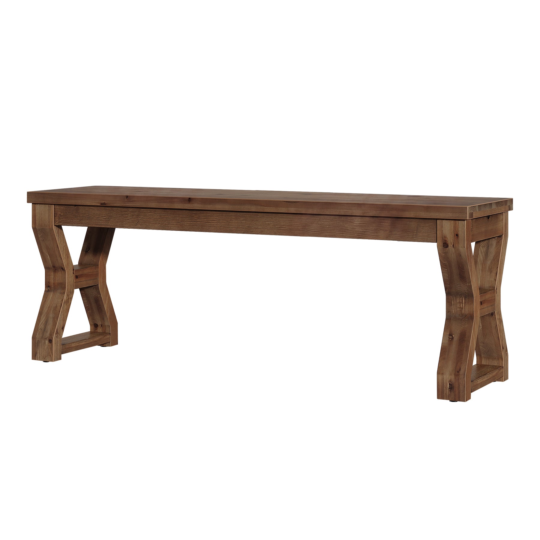 55" Wood Dining Bench, Narrow Kitchen Bench Seat with Sturdy X-Cross Legs