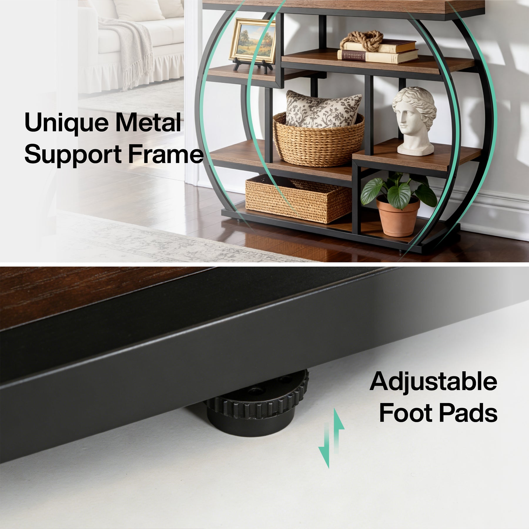 6-Tier Console Table, 39.4" Sofa Entryway Table with Shelves for Hallway