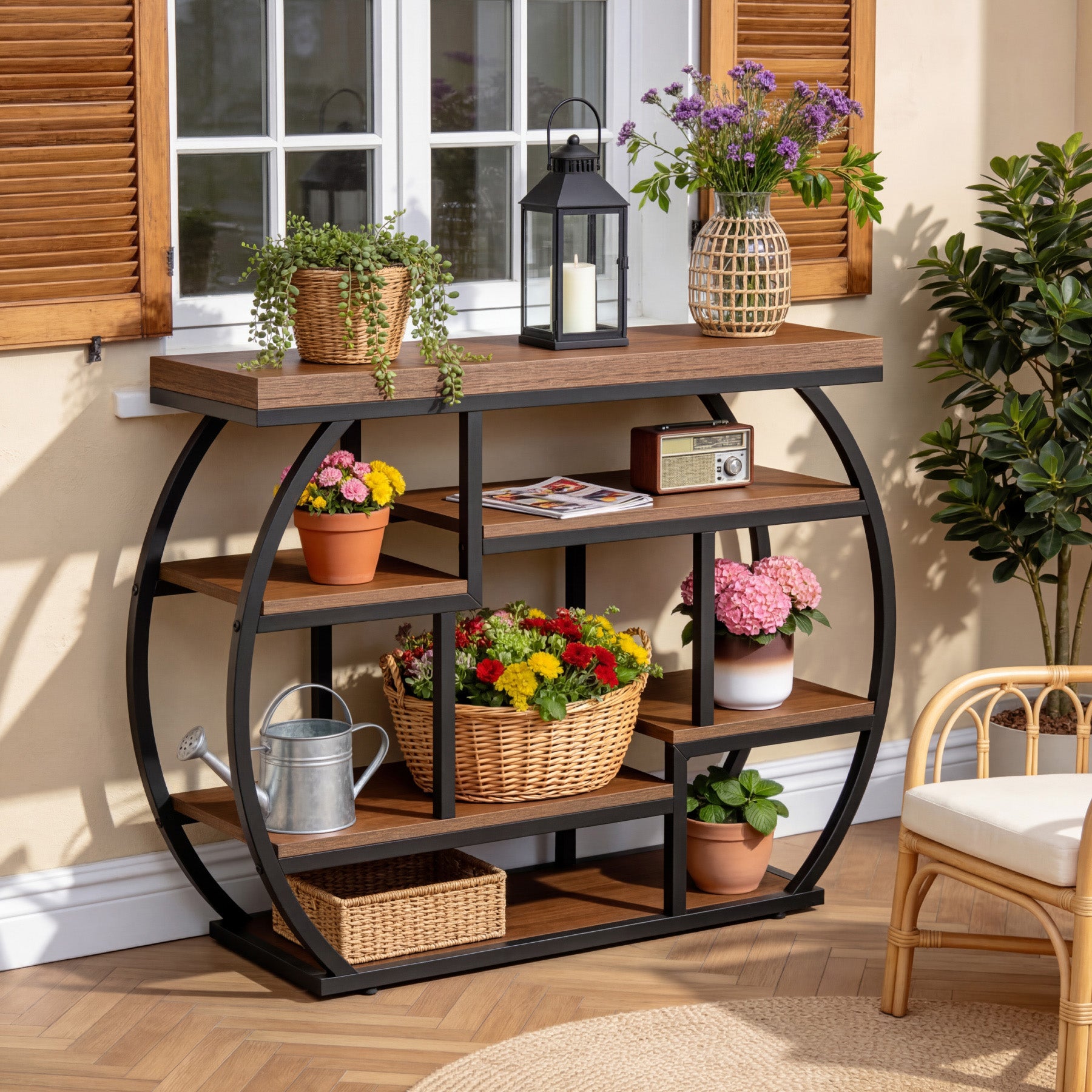 6-Tier Console Table, 39.4" Sofa Entryway Table with Shelves for Hallway