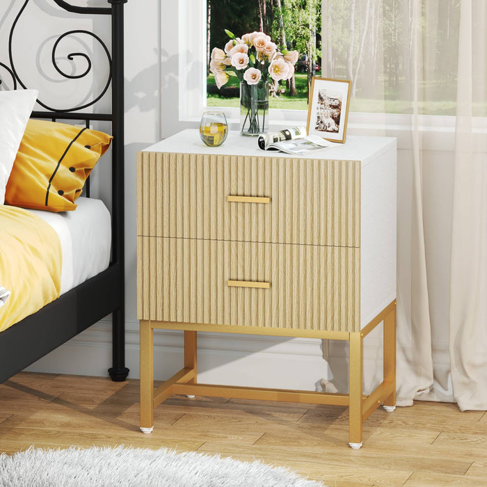 Nightstand, Modern Bed Side End Table with 2-Drawer Tribesigns
