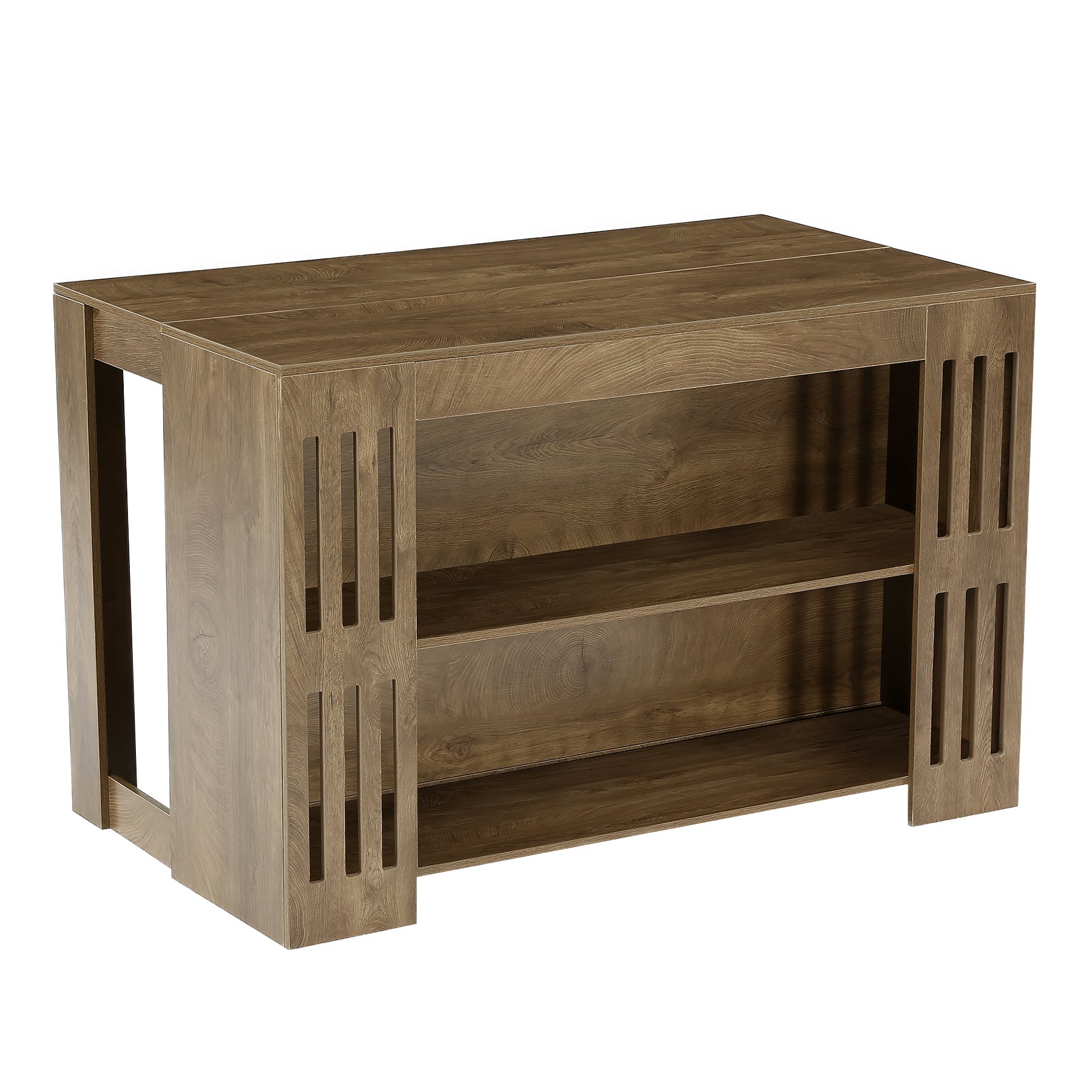 55" Kitchen Island, 3-Tier Farmhouse Stationary Center Island Table with Spacious Worktop