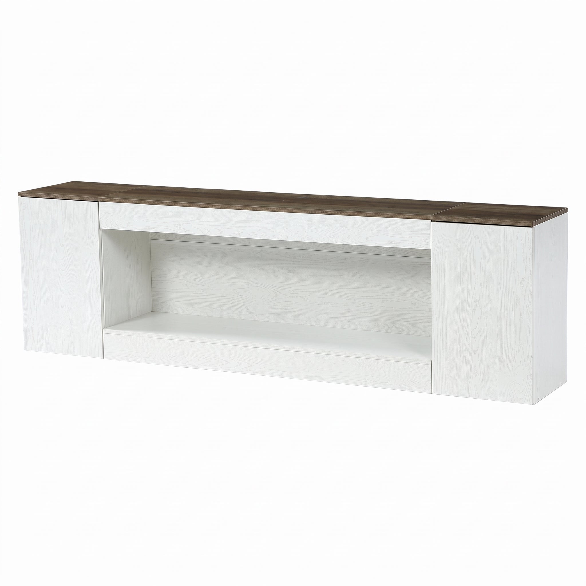 78.9" Console Table, Farmhouse Sofa Table with 2 Storage Cabinets and Open Shelf
