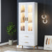 Tribesigns Bookcase, White Bookshelf with LED Light, Frosted Doors & 2 Drawers Tribesigns