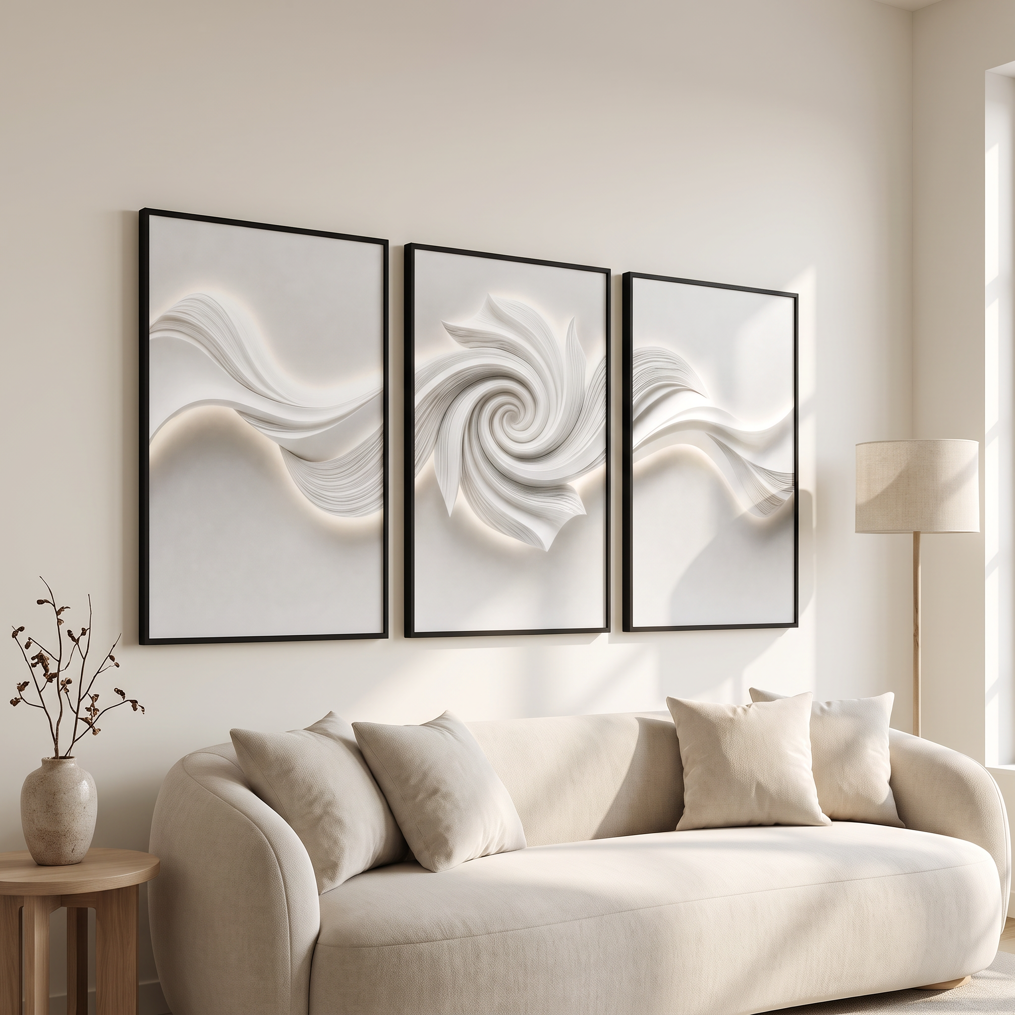 Glossy Crystal Coating Abstract Wall Art Set of 3, Large Textured Canvas Wall Decor with 3D Light Effect for Living Room