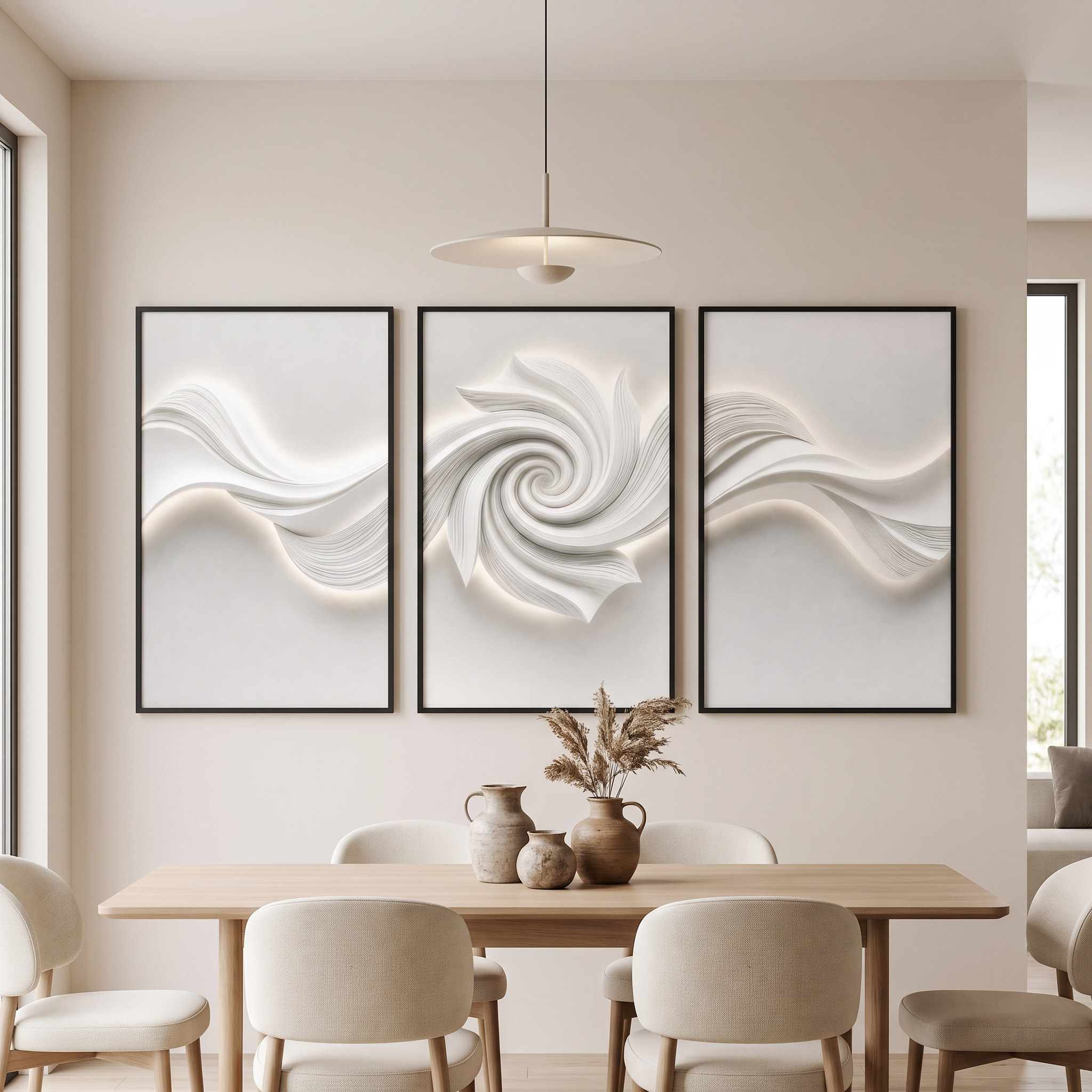 Glossy Crystal Coating Abstract Wall Art Set of 3, Large Textured Canvas Wall Decor with 3D Light Effect for Living Room