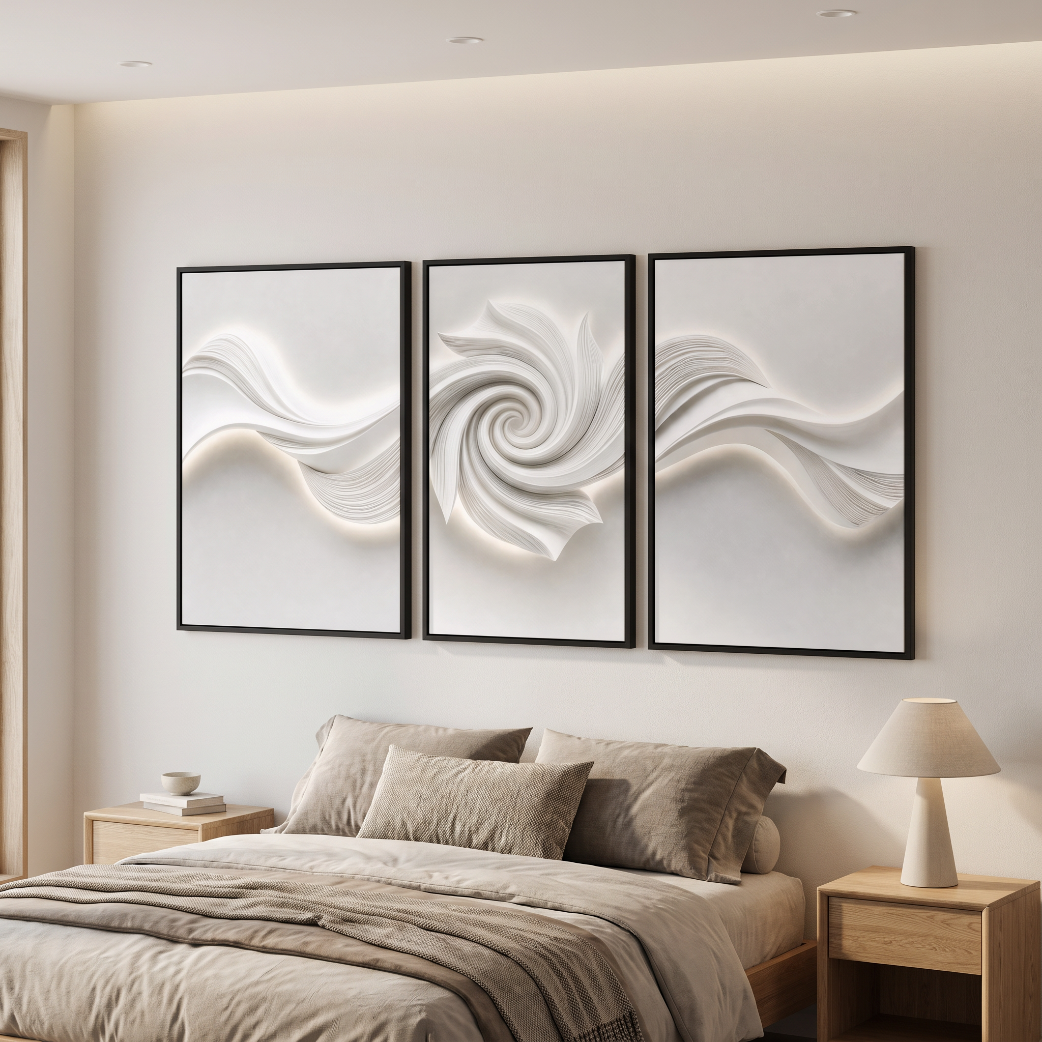 Glossy Crystal Coating Abstract Wall Art Set of 3, Large Textured Canvas Wall Decor with 3D Light Effect for Living Room