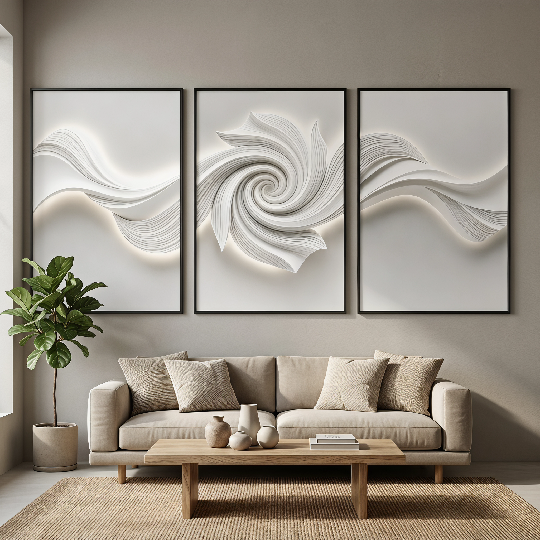 Glossy Crystal Coating Abstract Wall Art Set of 3, Large Textured Canvas Wall Decor with 3D Light Effect for Living Room