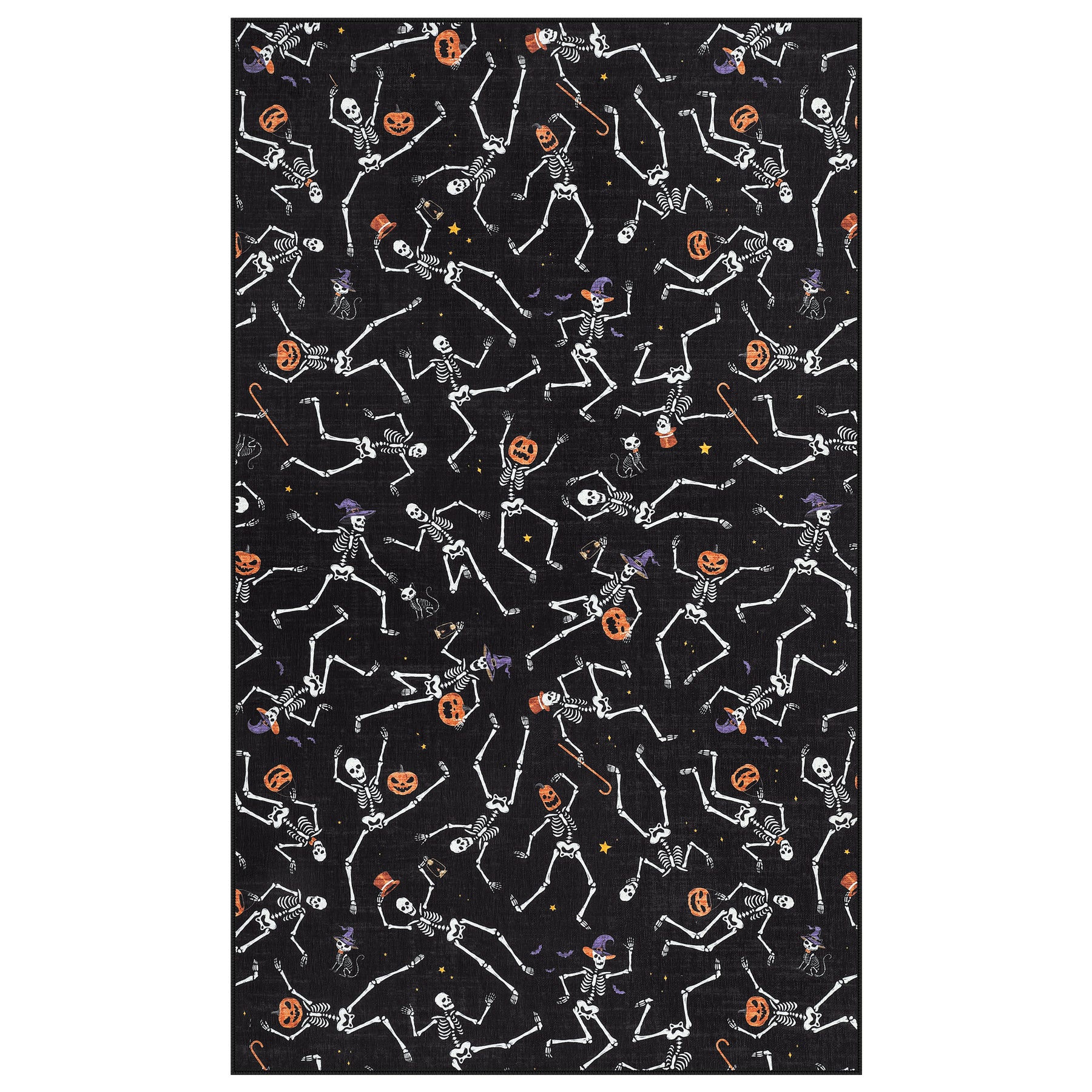 Multiple Sizes Halloween Skeleton Area Rug, Non Slip Washable Floor Mat for Hallways, Gothic Skeleton Floor Carpet for Home Decor
