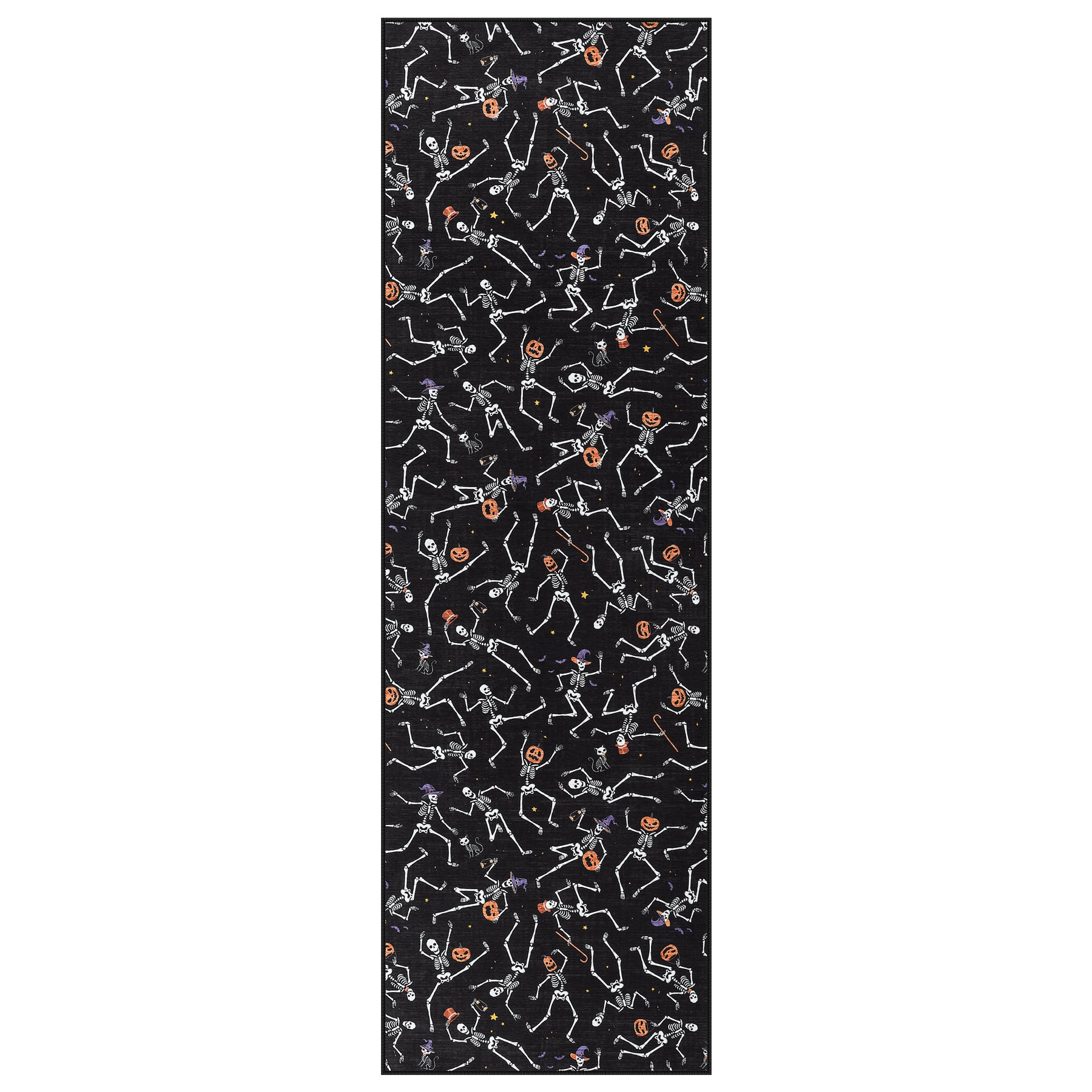 Multiple Sizes Halloween Skeleton Area Rug, Non Slip Washable Floor Mat for Hallways, Gothic Skeleton Floor Carpet for Home Decor
