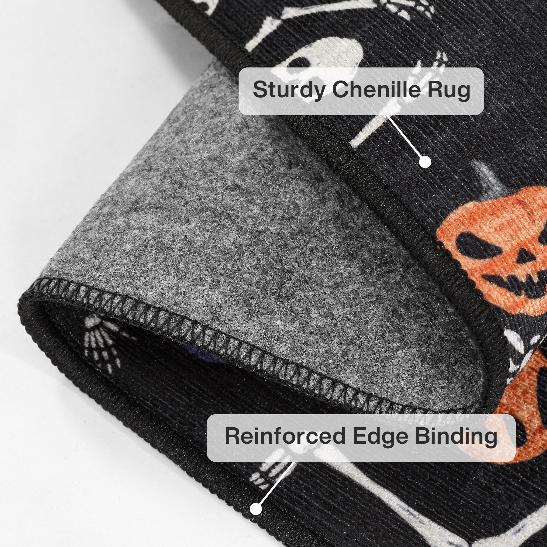 Multiple Sizes Halloween Skeleton Area Rug, Non Slip Washable Floor Mat for Hallways, Gothic Skeleton Floor Carpet for Home Decor