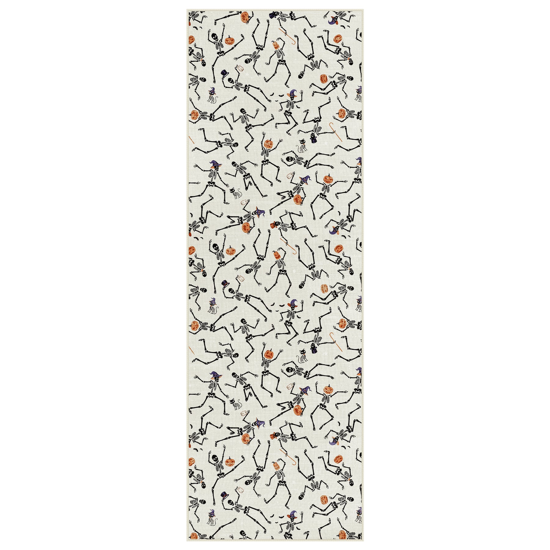 Multiple Sizes Halloween Skeleton Area Rug, Non Slip Washable Floor Mat for Hallways, Gothic Skeleton Floor Carpet for Home Decor